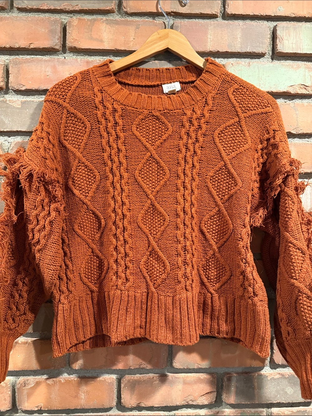 a.n.a Cable Knit Crewneck Sweater - Rust
